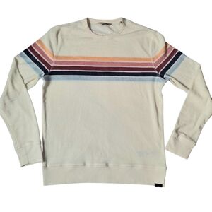 FAHERTY  Cabana Towel Terry Crew Neck Pullover Striped Beige Seacoast Sunrise SM